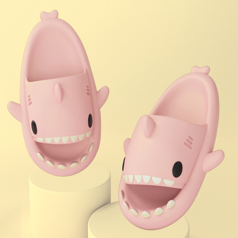 SANITKUN Dép Đi Trong Nhà / Ngoài Trời Họa Tiết Cá Mập Hoạt Hình Vui Nhộn Thời Trang Mùa Hè Cho Nữ