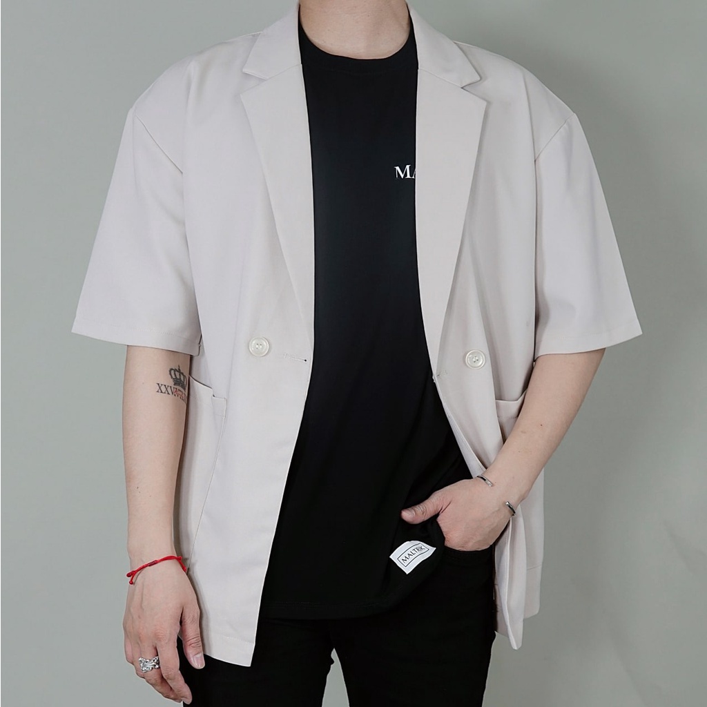 Áo khoác blazer tay lỡ nam bigsize áo vest form rộng vải tuyết mưa cao cấp có size lớn cho người béo đến 120kg