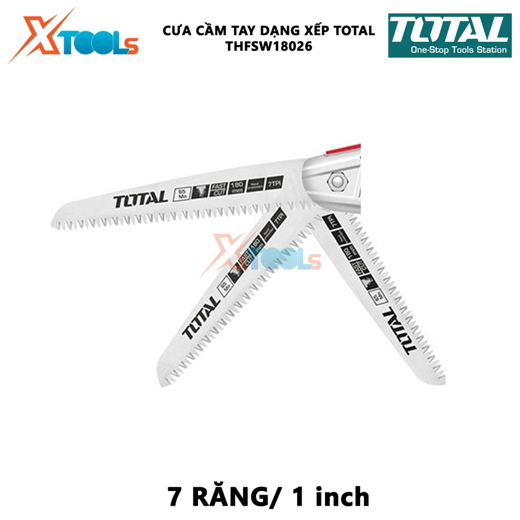 Cưa cầm tay dạng xếp TOTAL THFSW18026 | cưa gỗ ckích thước 7&quot;/180mm chất liệu Mn65 7 răng/ 1 inch [CHÍNH HÃNG] [XTOOLs]