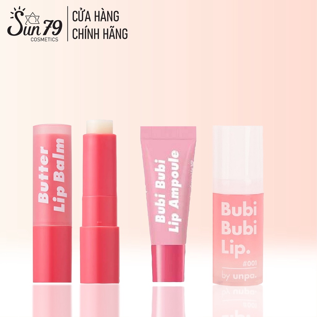 Bộ 3 Sản Phẩm Dưỡng Môi Dưỡng Ẩm Cho Môi Unpa Bubi Bubi Lip(son dưỡng3.8g,tẩy tế bào chết,tinh chất10ml)