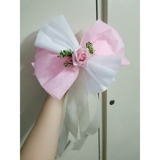 NƠ TRANG TRÍ THÀNH GHẾ NHÀ THỜ NGÀY ĐÁM CƯỚI, TRANG TRÍ GHẾ LỄ GIA TIÊN, TRANH TRÍ TIỆC CƯỚIMÀU TRẮNG HỒNG, VOAN LỤA