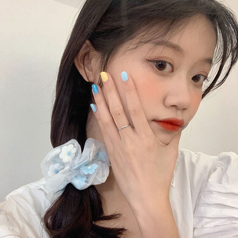 Dây buộc tóc trang trí hoa vải xinh xắn cho nữ