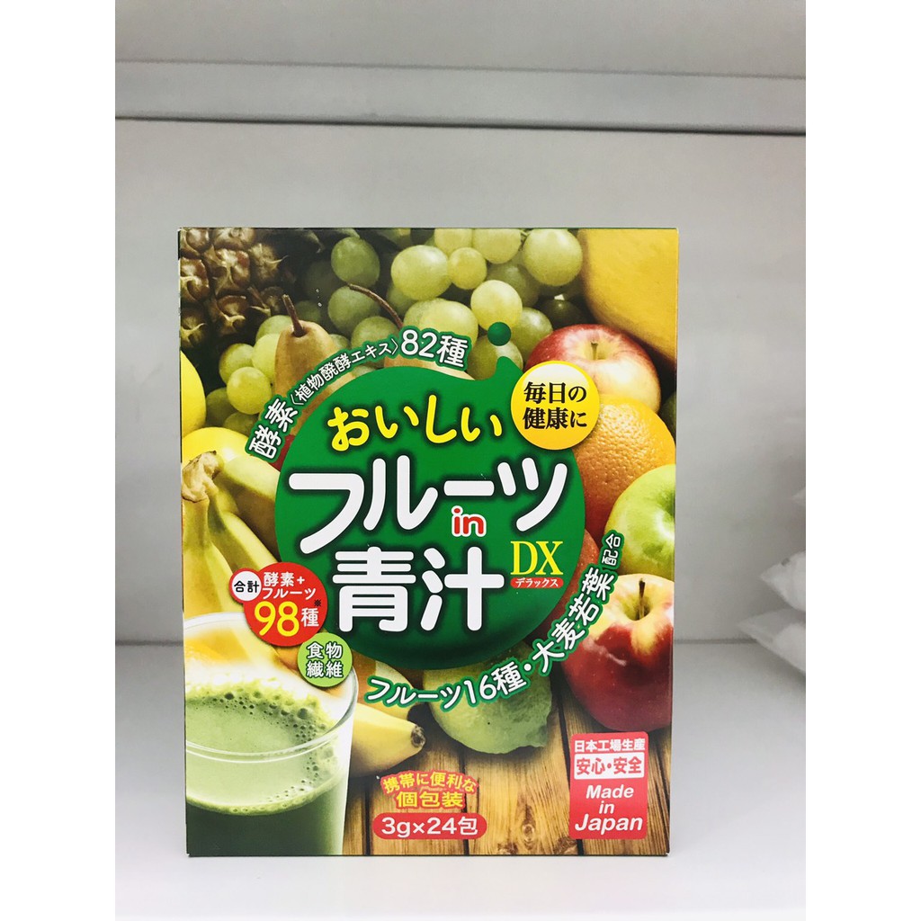 BỘT NƯỚC ÉP TRÁI CÂY TỔNG HỢP 98 LOẠI TRÁI CÂY TƯƠI NHẬT BẢN (HỘP 24 GÓI) - DATE 2023