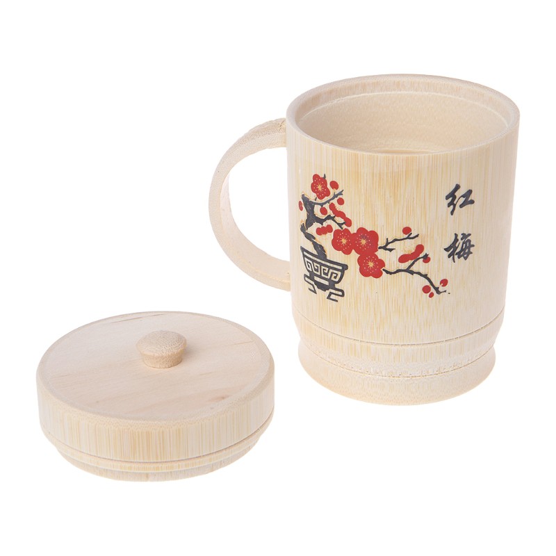 Cốc Uống Trà Có Nắp Bằng Tre Tự Nhiên Phong Cách Trung Hoa
