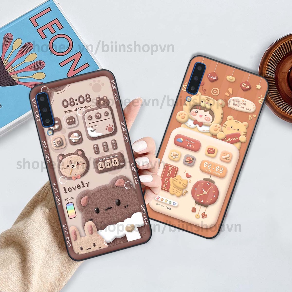 Ốp Samsung A7 2018 / A9 2018 in 3D icon gấu nổi siêu xinh, siêu đáng yêu, cá tính phong cách