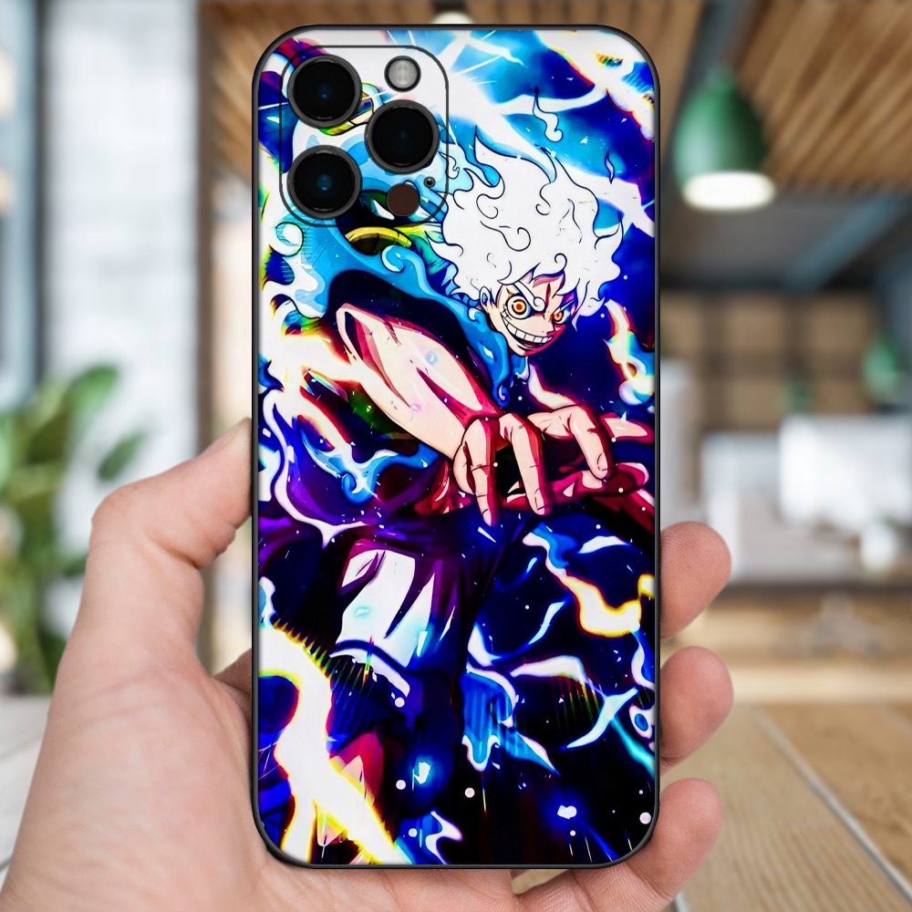 Ốp lưng iPhone 12 Pro Max dẻo đen cạnh vuông in hình Luffy One Piece