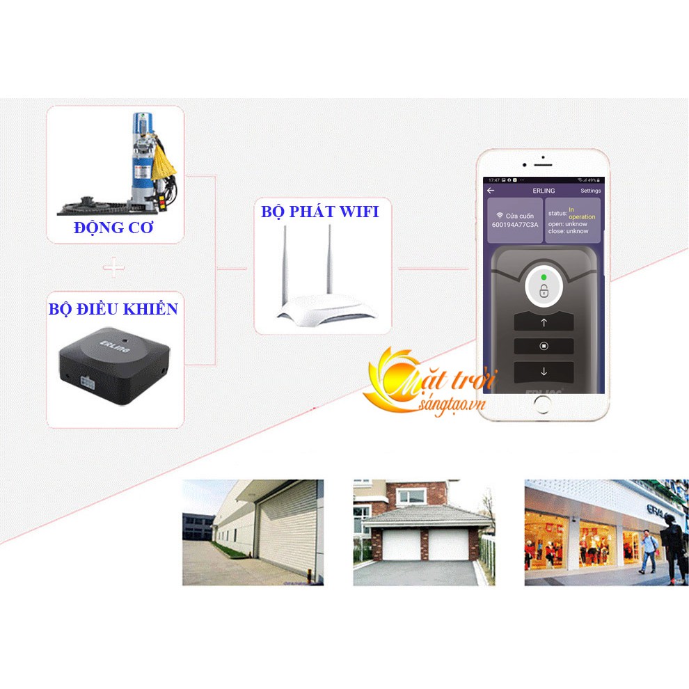 Bộ điều khiển cửa cuốn bằng điện thoại smarphone Wifi ERLING 