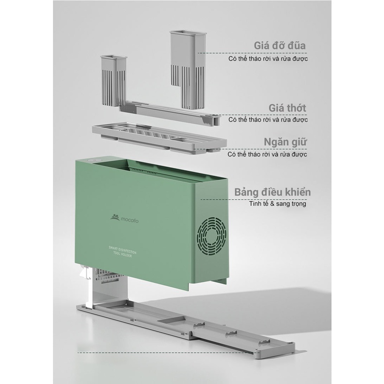 Máy Khử Trùng UV Sấy Khô Dao Thớt Mocato M808 tiệt trùng dao thớt thìa đũa dụng cụ ăn uống bằng tia UV giá để tiện lợi
