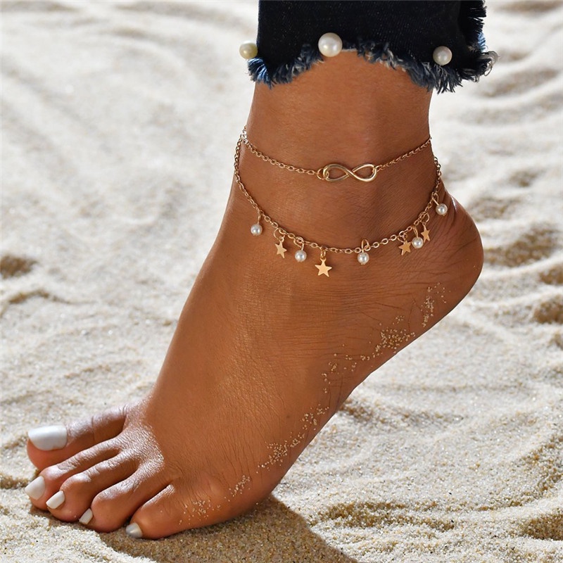 European and American personality pendant anklets Simple and fashionable beach anklets