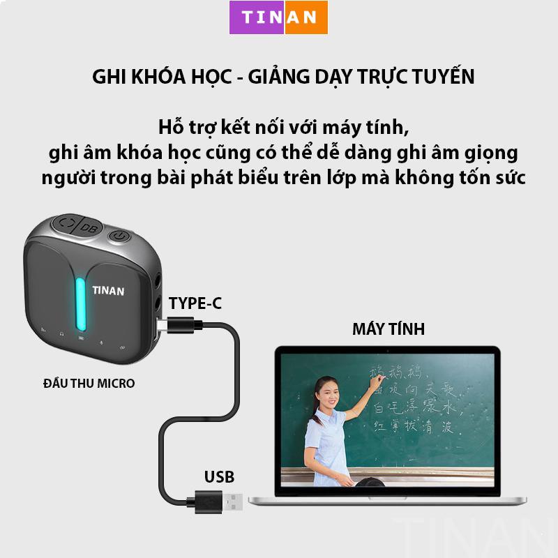 Micro Thu Âm Không Dây M18 TINAN, Chuyên Dùng Quay Vlog, Livestream Nền Tảng Kép, Dùng Cho iPhone, Android, Máy Tính