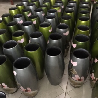 Lọ sơn mài khảm bạc hoạ tiết sen gốm sứ Bát Tràng cao cấp 