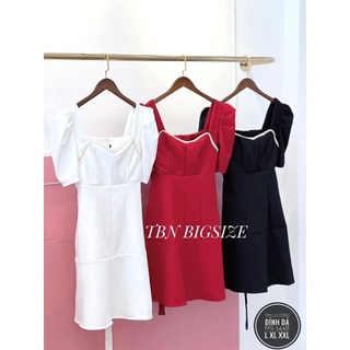(SHOP TÁO ĐỎ BIGSIZE 50kg đến 90kg ) đầm xoè ngực viền đá