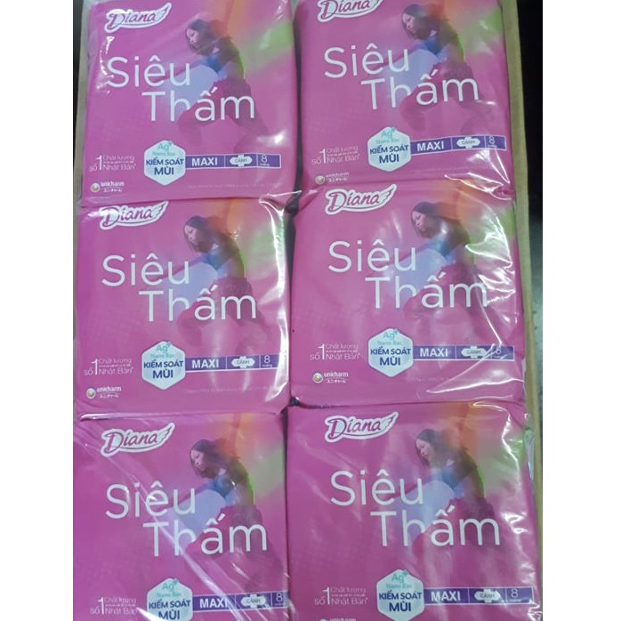 6 Gói Diana MAXI Siêu Thấm Dày Không Cánh/ Dày Có Cánh
