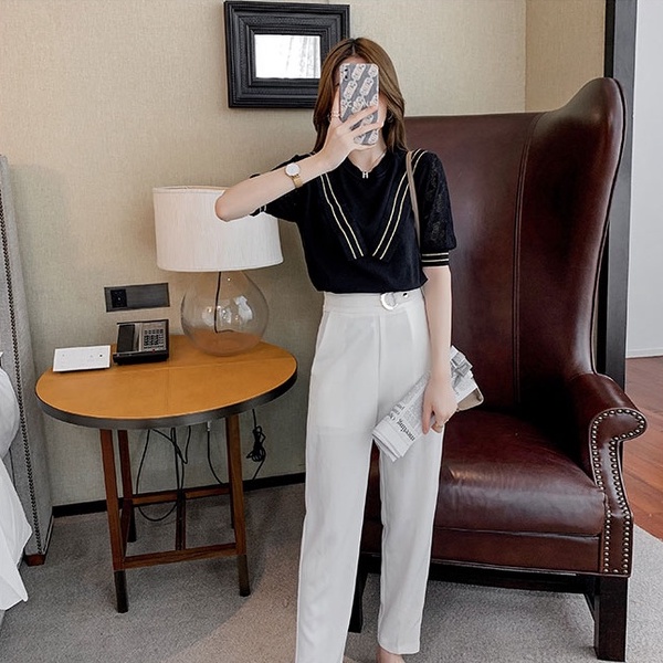 Áo kiểu ZHELIHANGFEI tay ngắn vải lụa thoáng mát phong cách mùa hè thời trang cho nữ