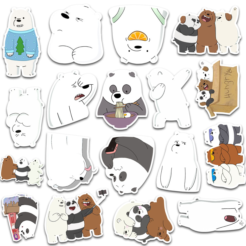 Bộ 50 sticker cute Hình dán Miếng Dán Trang Trí Chống Thấm Nước Hình Ba Chú Gấu Đáng Yêu