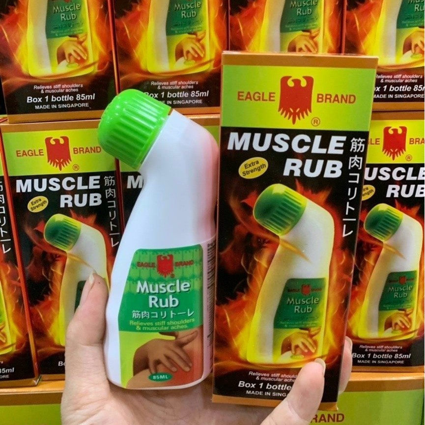 Dầu Nóng Xoa Bóp Con Ó EAGLE BRAND MUSCLE RUB Singapor Dạng Lăn Chai 85ml