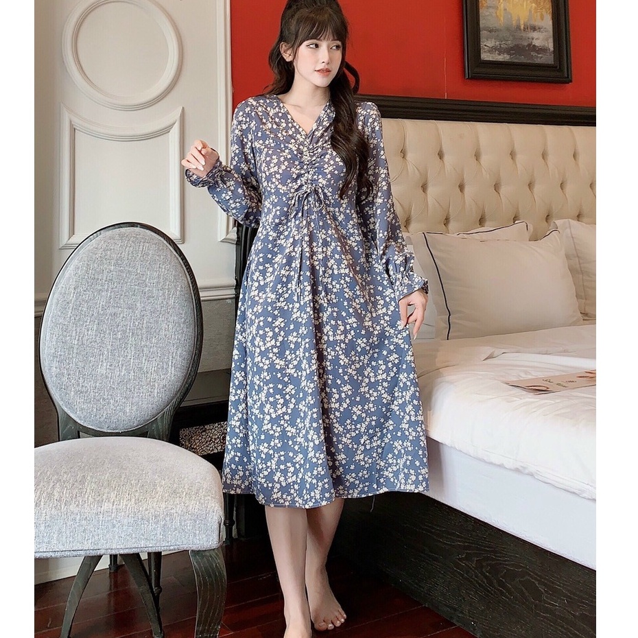 váy bầu thu đông 2020 xuông chân ren size 50 - 75kg (hình thật + hàng chuẩn fom loại)