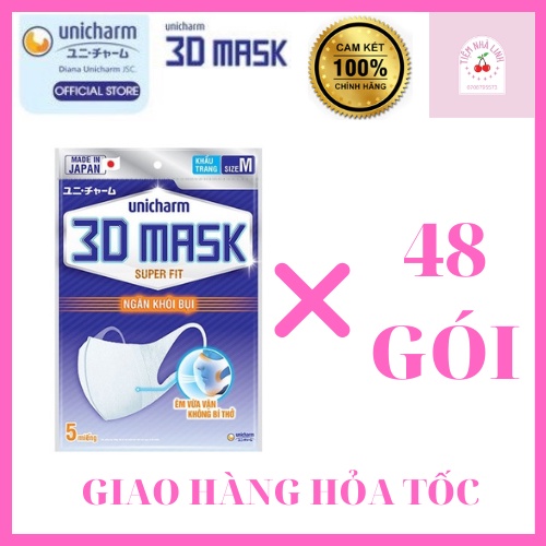 Khẩu Trang 3D Unicharm ngăn khói bụi gói 5 miếng