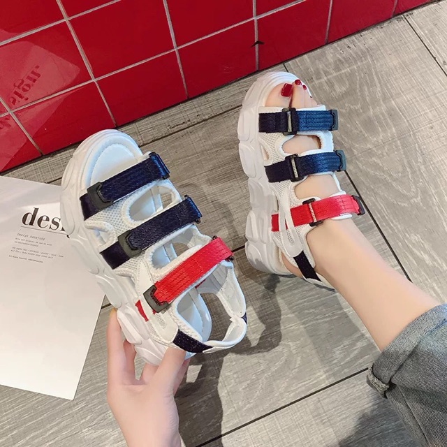 (Order) Sandal ulzzang quai ngang đế cao 4cm mã 007 (ảnh thật shop chụp)