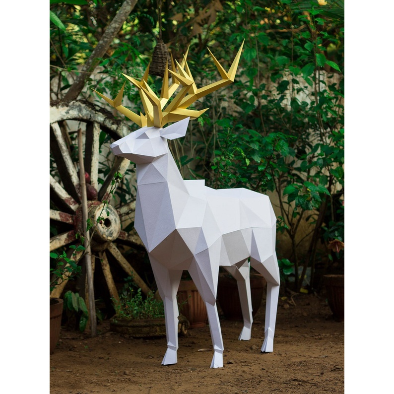 Mô hình giấy cao cấp, Mô hình hươu trang trí 3D decor