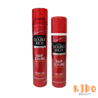 Keo xịt giữ nếp tóc double rich hair spray long lasting hold 170ml | mousse tạo kiểu tóc double rich strong hold 150ml