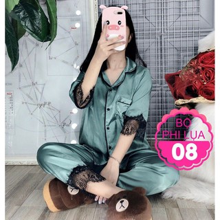 ĐỒ BỘ PHI LỤA TAY LỠ REN QUẦN DÀI MẶC MÁT LỤA 08
