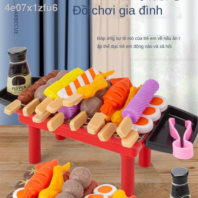 ▽Nhà bếp mini lẩu nấu ăn dụng cụ đồ chơi trẻ em nướng mô phỏng xiên bé trai và gái