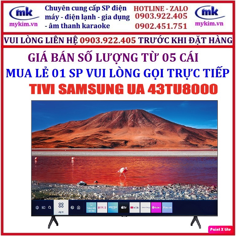 GIÁ BÁN SỐ LƯỢNG TỪ 05 CÁI : TIVI 43 INCHES SAMSUNG UA43TU8000 HÀNG CHÍNH HÃNG MỚI 100%