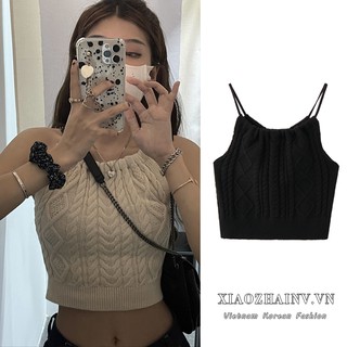 Xiaozhainv Áo Yếm Croptop Dệt Kim Sát Nách Thoáng Khí Thời Trang Mùa Hè Cho Nữ