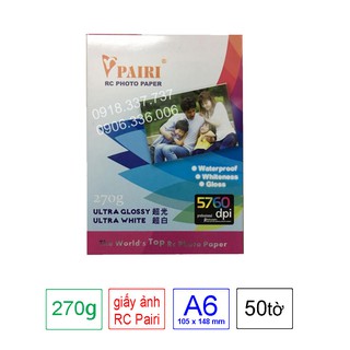 Giấy in ảnh Pairi RC A6 Định lượng 270gsm/50 tờ