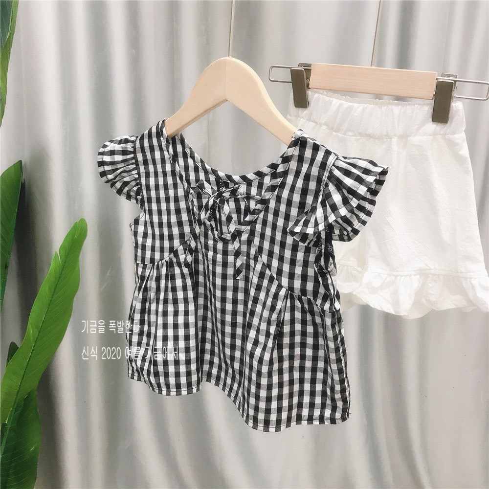 [Mã FASHIONT4FA2 giảm 10K đơn 50K] SET ÁO KẺ ĐEN CÁNH TIÊN QUẦN TRẮNG CHO BG