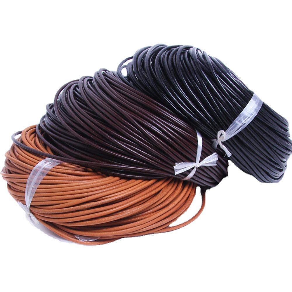Cuộn Dây Da Bò 5m Màu Đen Nâu Tự Nhiên Dùng Làm Trang Sức diy