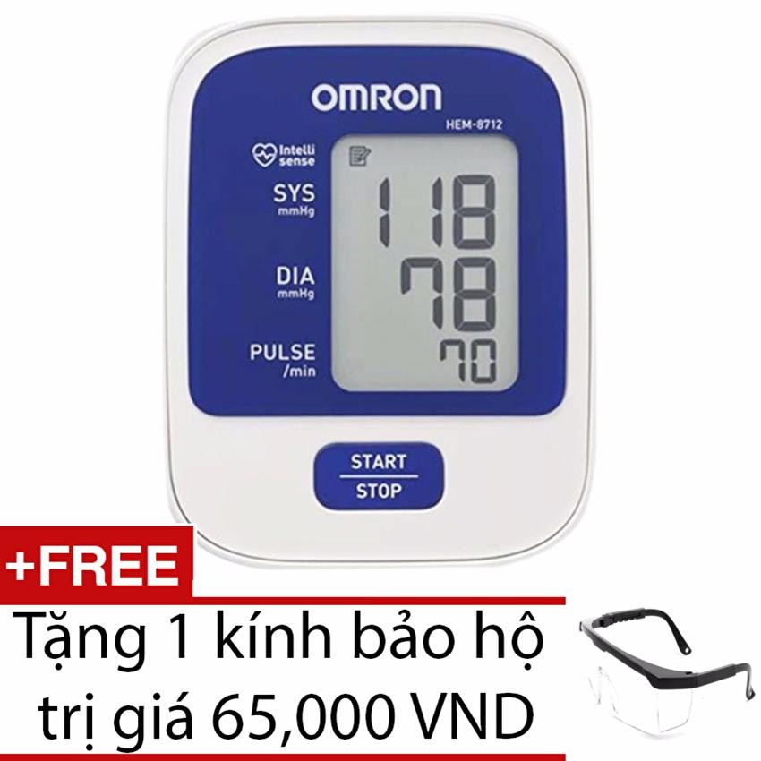 Máy đo huyết áp bắp tay Omron HEM-8712 (Trắng phối xanh) + Tặng 1kính bảo hộ