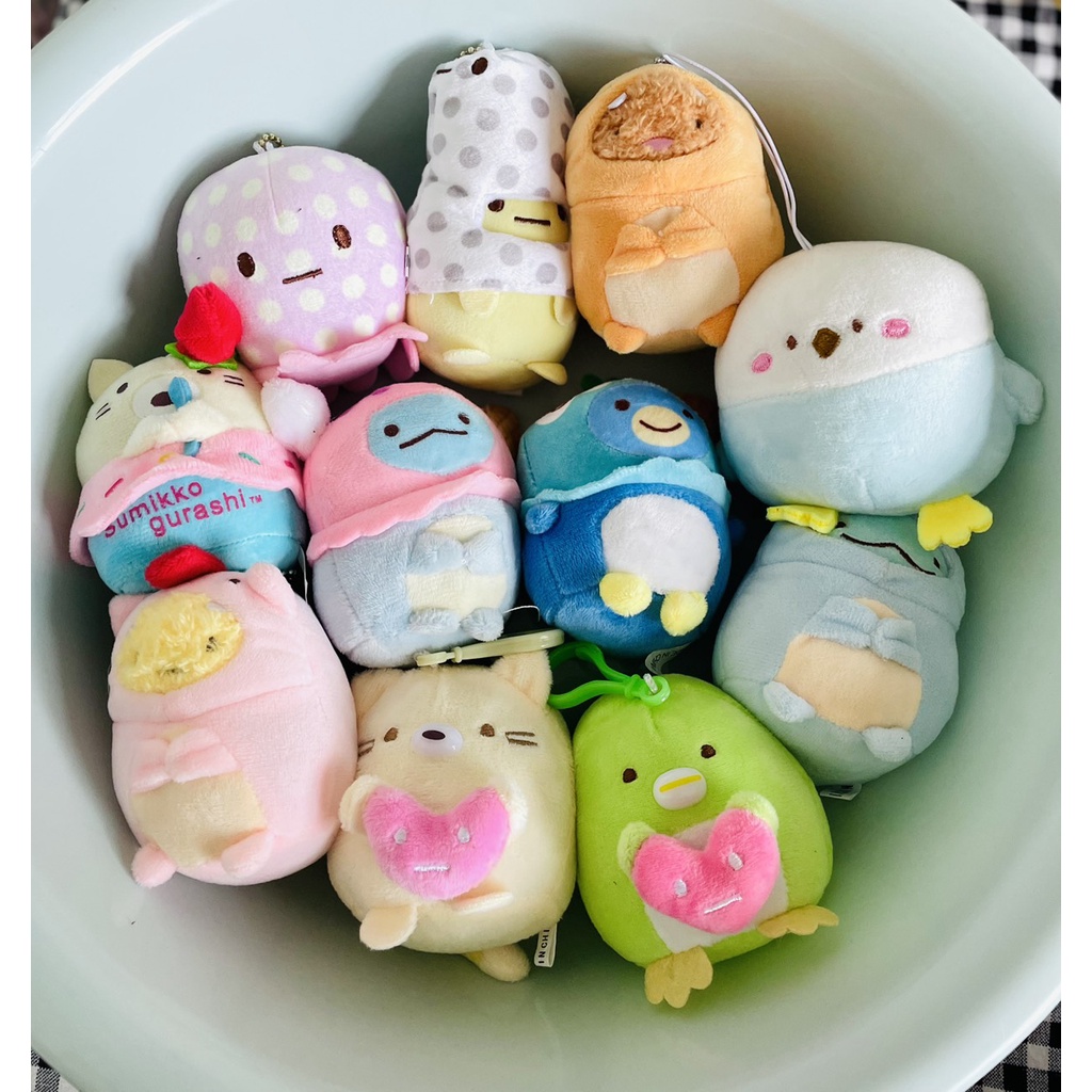 Móc khoá gấu bông Sumiko Sumikko Gurashi cosplay ôm tim nhiều mẫu 8cm