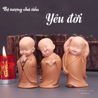 🔥 [SALE- free SHIP] 🔥 Bộ 3 chú tiểu yêu đời để ô tô trang trí nhà cửa- mẫu đứng size nhỏ