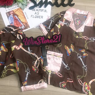( Freesize Lụa ) Đồ Bộ Pijama Lụa Phối Dài Cộc ( P2 )