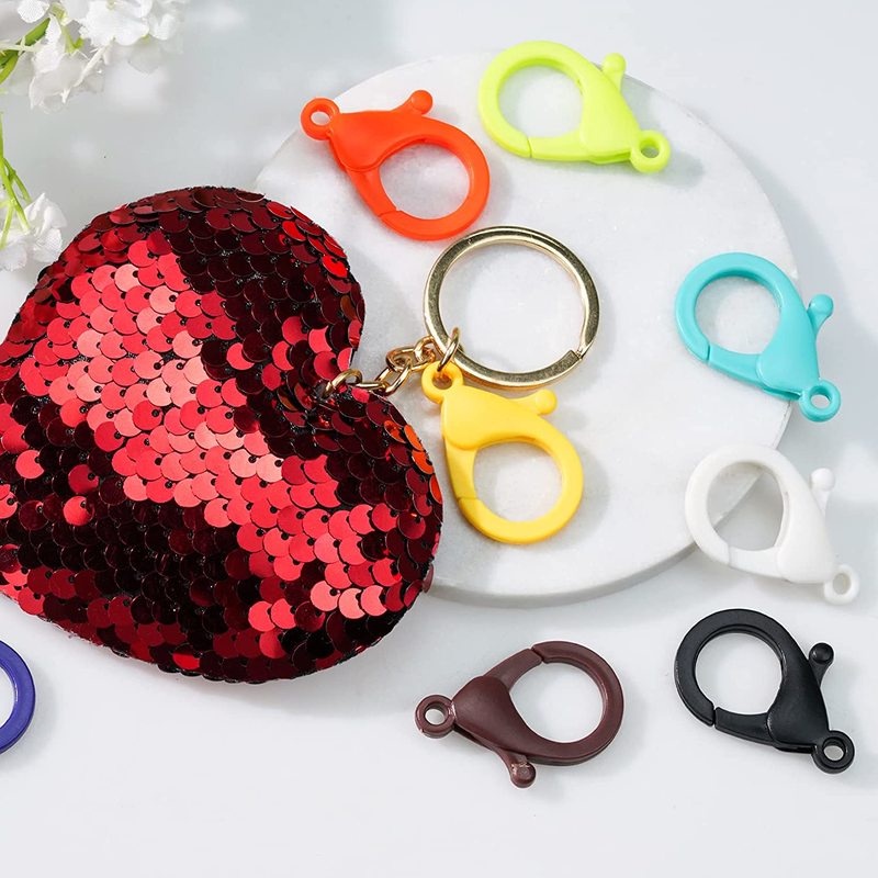 Set 12 móc khóa càng cua bằng nhựa nhiều màu sắc 25/35mm dùng làm dây chuyền/vòng tay DIY
