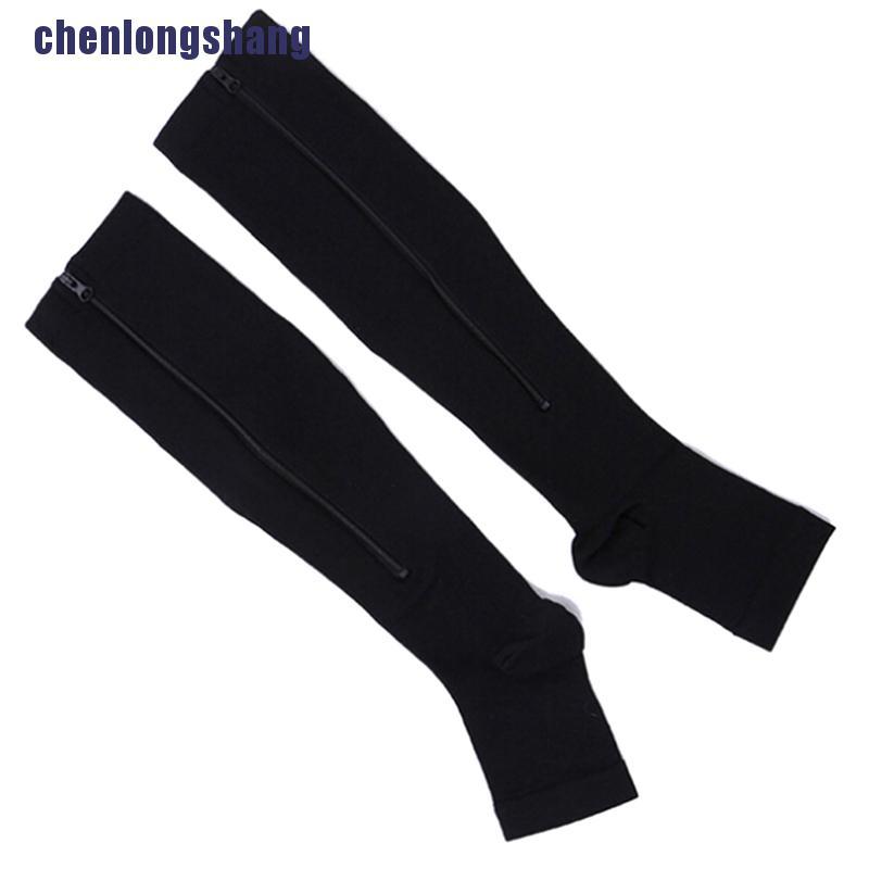 1 Đôi Vớ Nén Hở Ngón Chân Có Khóa Kéo Giảm Đau