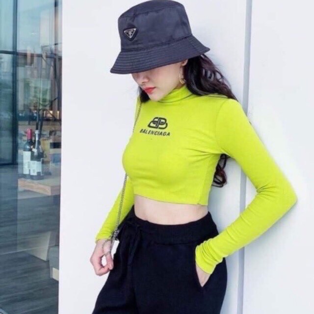 [Ảnh Thật] Áo Croptop Tay Dài Cổ Lọ
