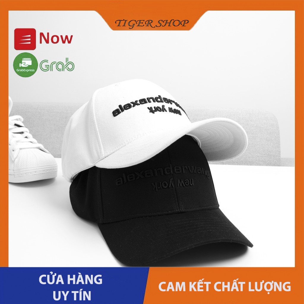 Nón kết mũ lưỡi trai hàng hiệu cao cấp Unisex đẹp chất ALEXANDER Logo 3D hai màu đen trắng AW01
