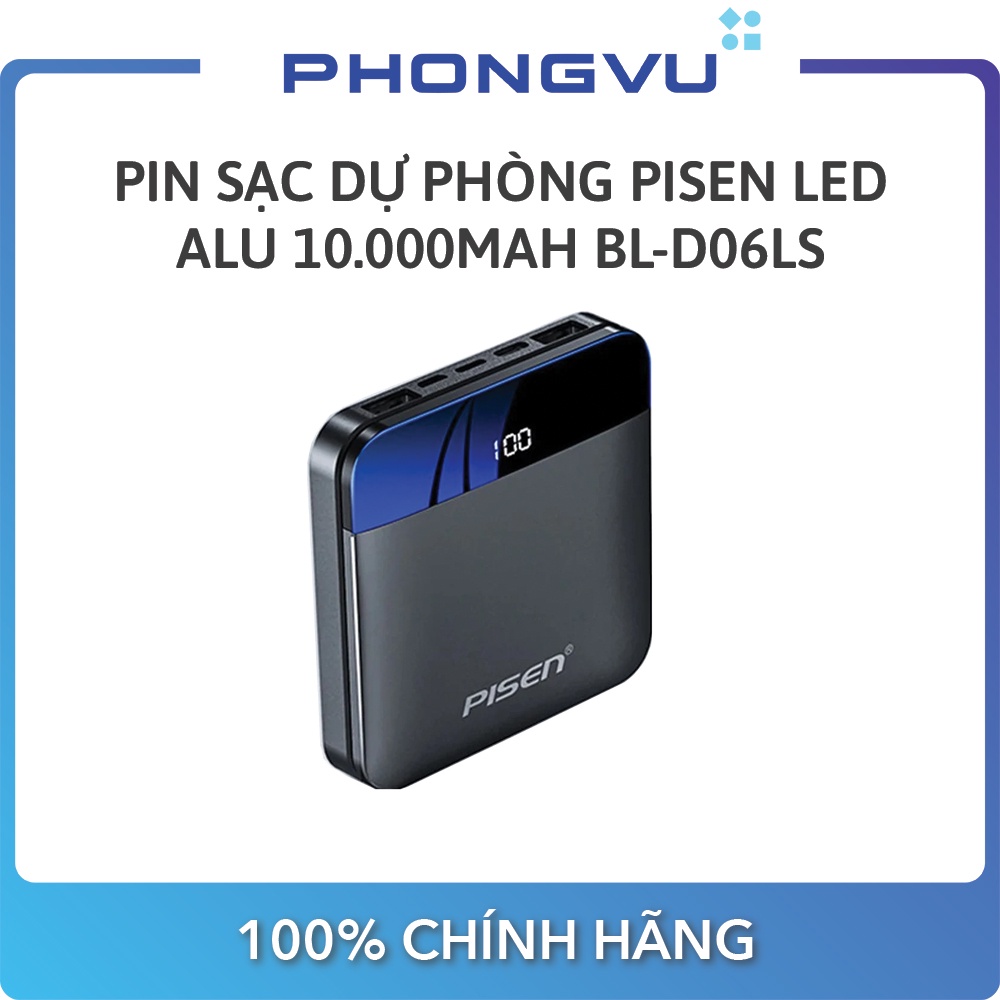 [Mã ELMALL150 giảm 8% đơn 500K] Pin Sạc Dự Phòng Pisen Led Alu 10.000mAh BL-D06LS - Bảo hành 18 tháng