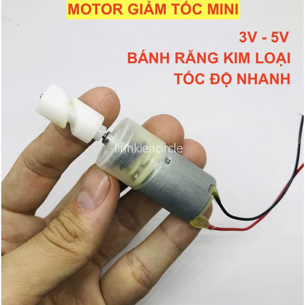 Motor mô tơ giảm tốc mini 3v - 5v tốc độ nhanh bánh răng kim loại - KG0005