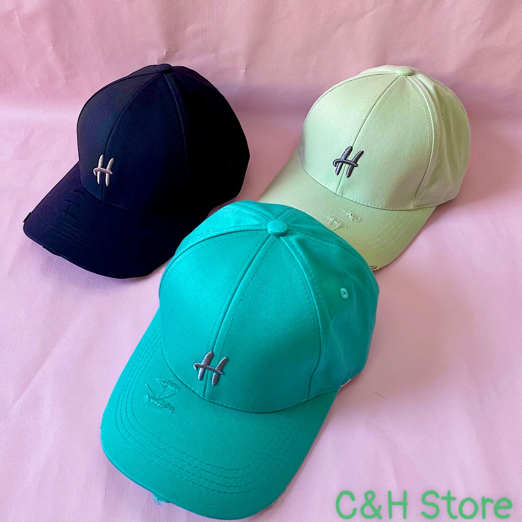 Mũ lưỡi trai nam nữ, nón kết lưỡi trai thêu chữ H form unisex phong cách Ulzzang Hàn Quốc cá tính năng động NCH25