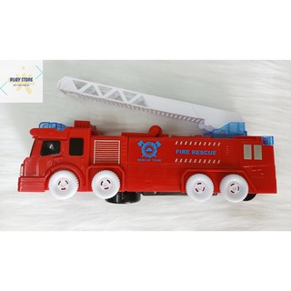 XE CỨU HỎA BIẾN HÌNH ROBOT, CÓ ĐÈN VÀ ÂM THANH (Dùng pin)