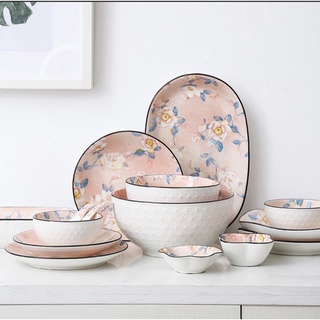 (Tách Set) Đĩa/ Bát Màu Hồng Gốm Sứ Cao Cấp