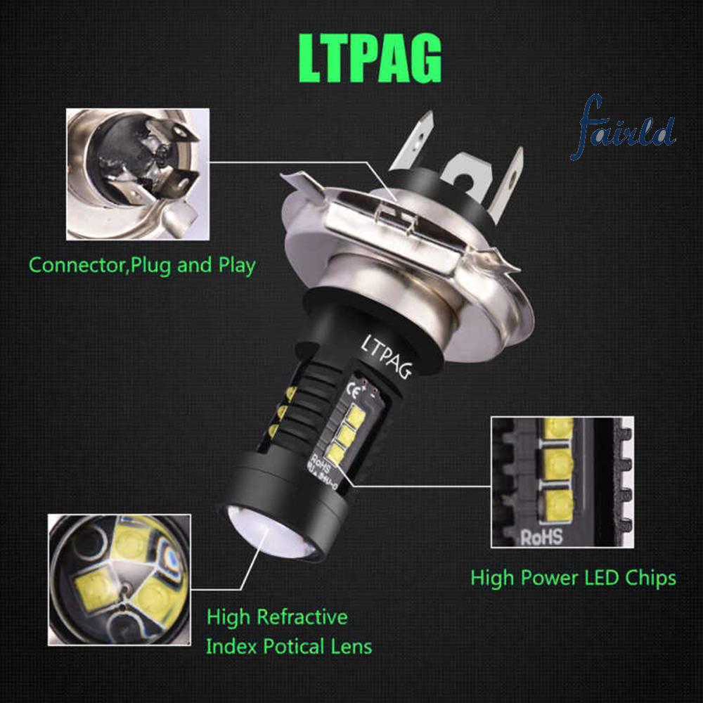 2 Bóng Đèn Pha Led H4 9003 60w 1800lm 6000k Cob Cho Xe Hơi