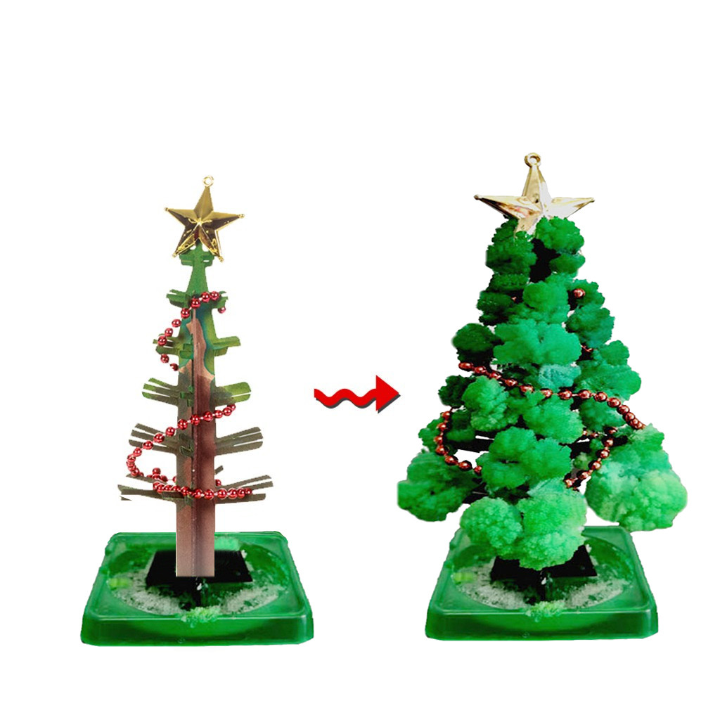 Magic Growing Christmas Tree/Growing Blooming Magic Tree / Crystal Mini Christmas Tree Decorations Children Toy Xmas Gift