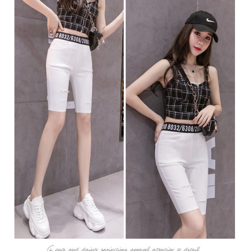 Quần Short Denim In Chữ Thời Trang Năng Động 165474 Quần Dài Nữ Bó Sát Thời Trang Quyến Rũ