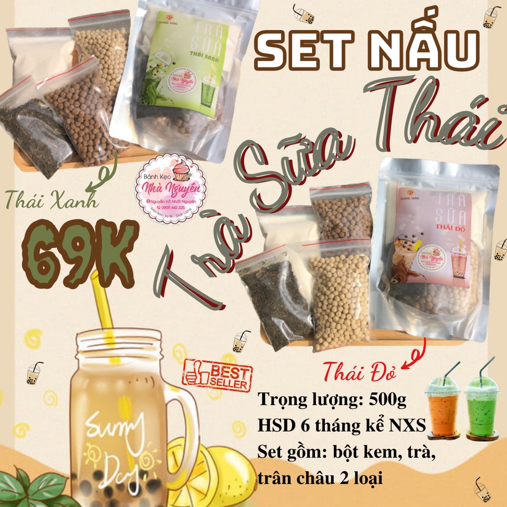 SET NẤU TRÀ SỮA THÁI XANH THÁI ĐỎ