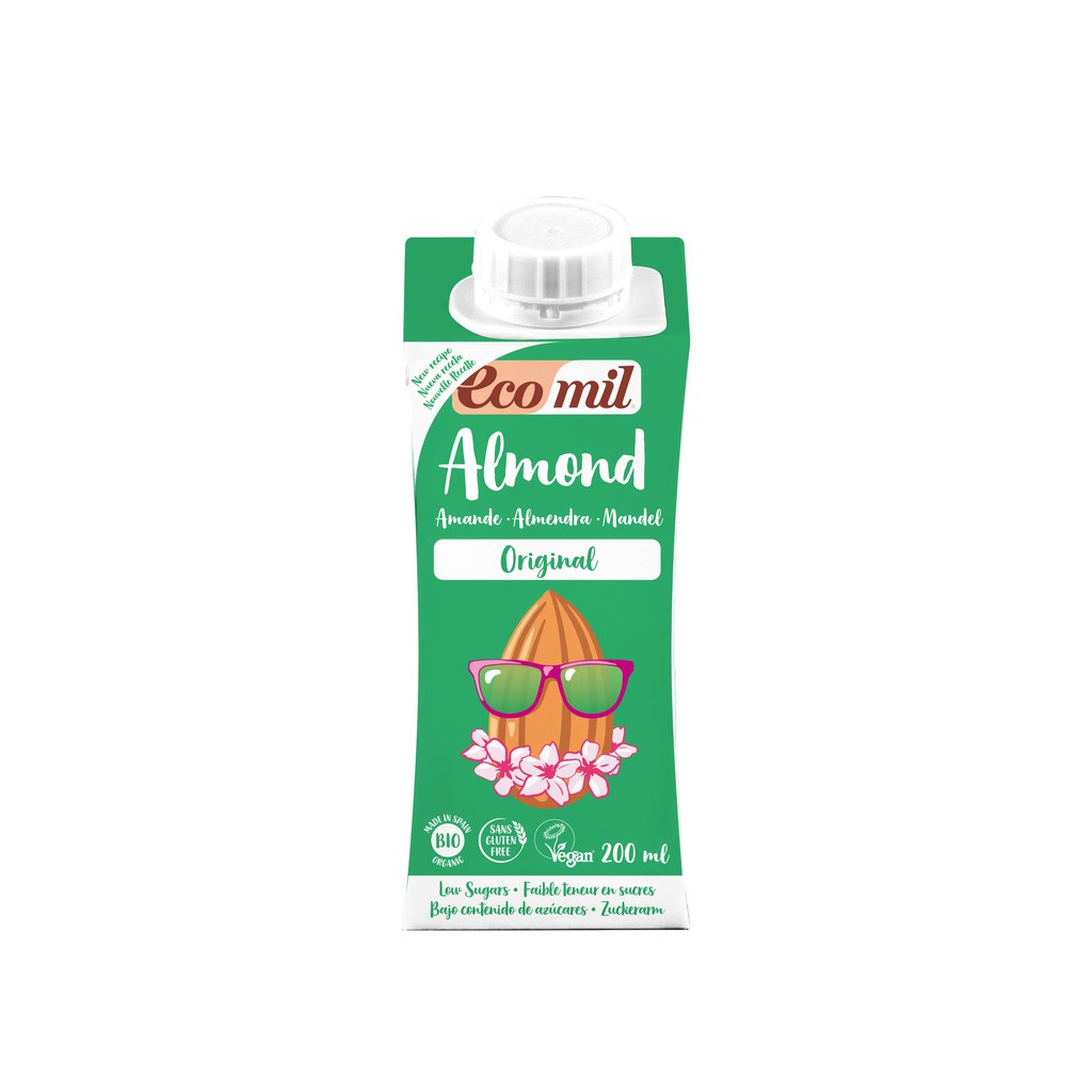 Sữa Hạt Hạnh Nhân Nguyên Chất Hữu Cơ Ecomil (200ml) - Organic Almond Milk Original (200ml)